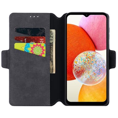 SKALO Samsung A25 5G MUXMA Saffiano PU-nahka Lompakkokotelo - Musta