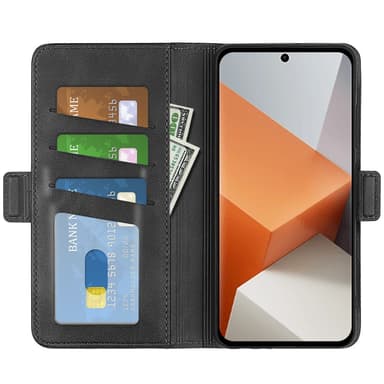 SKALO Xiaomi Redmi Note 13 Pro+ Premium Wallet Lompakkokotelo - Musta