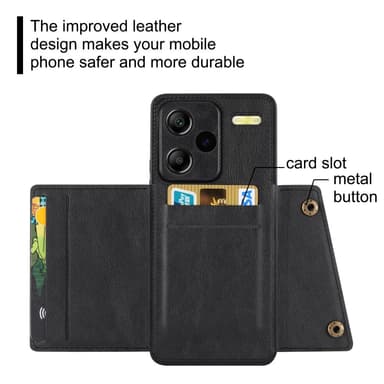SKALO Xiaomi Redmi Note 13 Pro+ PU-nahkainen Korttikotelo - Musta