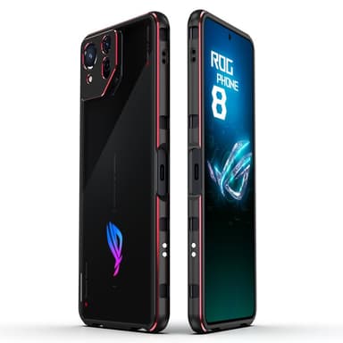 SKALO Asus ROG Phone 8 5G Premium metallikotelo/kehys jossa on kamerasuojaus - Musta