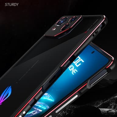 SKALO Asus ROG Phone 8 5G Premium metallikotelo/kehys jossa on kamerasuojaus - Musta