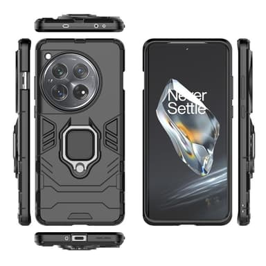 SKALO OnePlus 12 5G Armor Hybridi metallirengas kuori - Musta