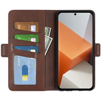 SKALO Xiaomi Redmi Note 13 Pro+ Premium Wallet Lompakkokotelo - Ruskea