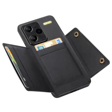 SKALO Xiaomi Redmi Note 13 Pro+ PU-nahkainen Korttikotelo - Musta