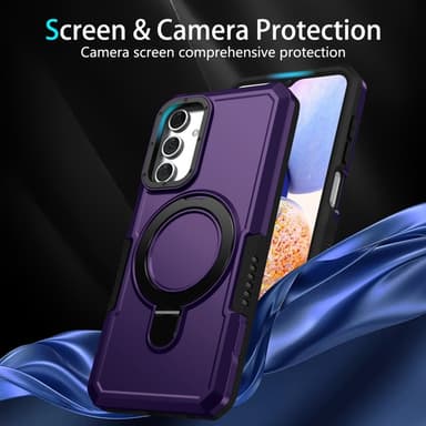 SKALO Samsung A15 5G Armor Hybridi metallirengas kuori - Tumman violetti