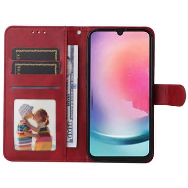 SKALO Samsung A25 5G PU-nahkainen Lompakkokotelo - Punainen