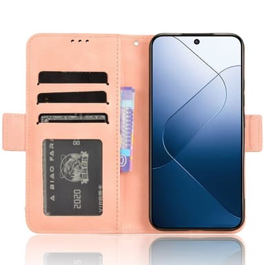 SKALO Xiaomi 14 5G 6-lokeroa Lompakkokotelo - Pinkki