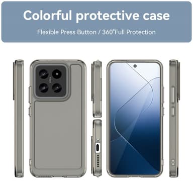 SKALO Xiaomi 14 5G Läpinäkyvä TPU Metal Buttons Suojakuori - Harmaa