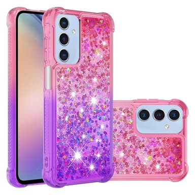 SKALO Samsung A15 5G Juoksuhiekka Glitter Sydämet TPU kuori - Pinkki-Violetti