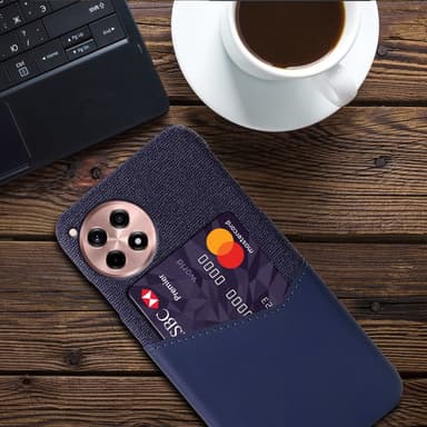 SKALO OnePlus 12R 5G Premium PU Nahka kortinhaltija Suojakuori - Sininen