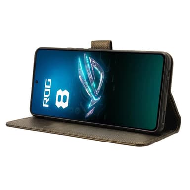 SKALO Asus ROG Phone 8 Pro 5G Premium Mini Rhombus Lompakkokotelo - Ruskea