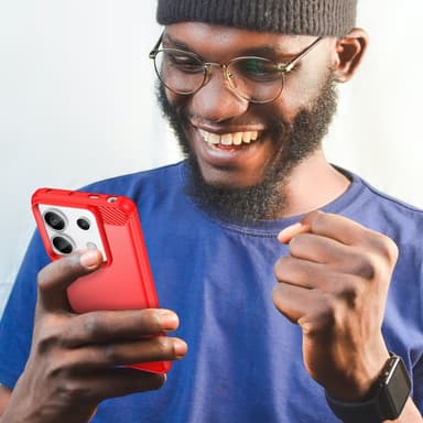 SKALO Xiaomi Redmi Note 13 Pro 5G Armor Carbon Iskunkestävä TPU suojakuori - Punainen