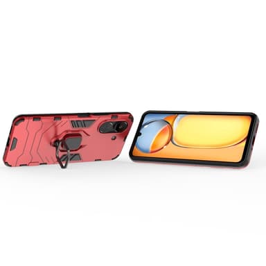 SKALO Xiaomi Redmi 13C 4G Armor Hybridi metallirengas kuori - Punainen