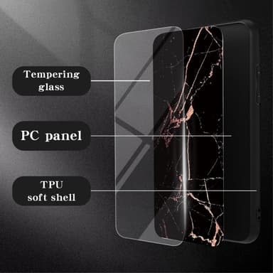 SKALO Xiaomi Redmi Note 13 Pro+ Marmori karkaistu lasi TPU-suojakuori - #1