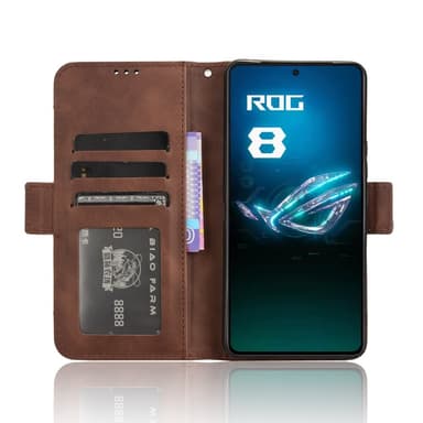 SKALO Asus ROG Phone 8 Pro 5G 6-lokeroa Lompakkokotelo - Ruskea