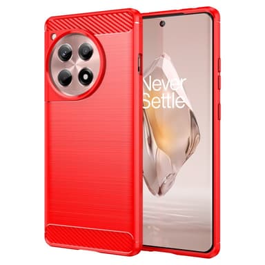 SKALO OnePlus 12R 5G Armor Carbon Iskunkestävä TPU suojakuori - Punainen
