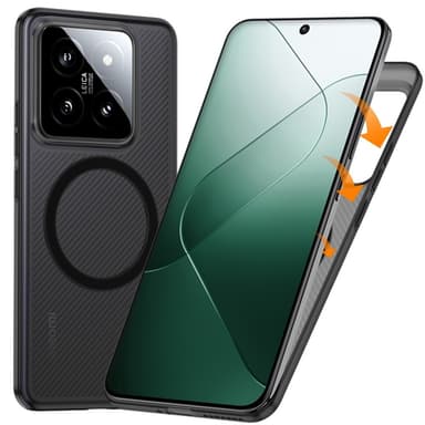 SKALO Xiaomi 14 5G Twill Magnetic Ring Kuori - Valkoinen