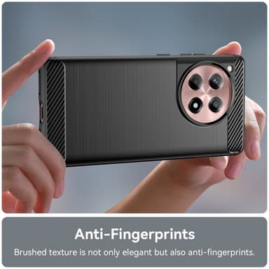 SKALO OnePlus 12R 5G Armor Carbon Iskunkestävä TPU suojakuori - Musta