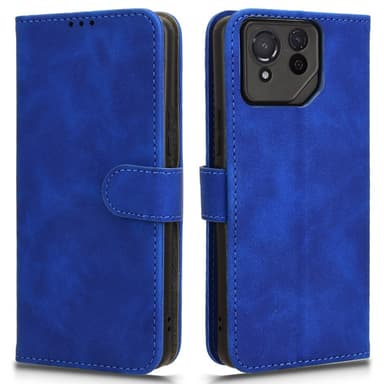 SKALO Asus ROG Phone 8 5G Matt PU Nahka lompakkokotelo - Sininen