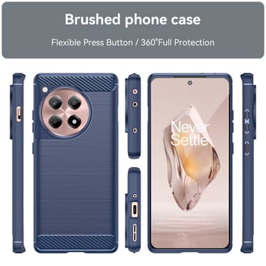 SKALO OnePlus 12R 5G Armor Carbon Iskunkestävä TPU suojakuori - Sininen