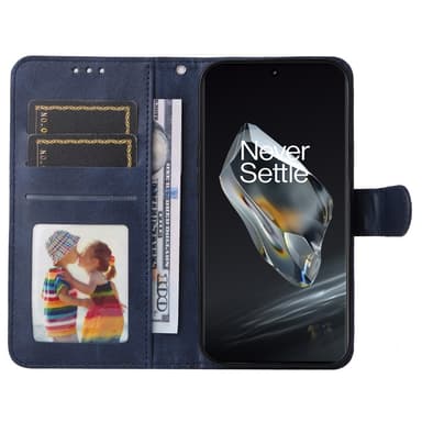 SKALO OnePlus 12R 5G PU-nahkainen Lompakkokotelo - Sininen