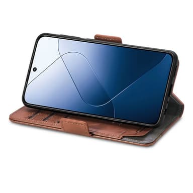 SKALO Xiaomi 14 5G CASENEO 002 Series Premium PU-nahkalompakko - Tummanruskea