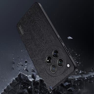 SKALO OnePlus 12 5G PU-nahka Hybridi Suojakuori - Harmaa