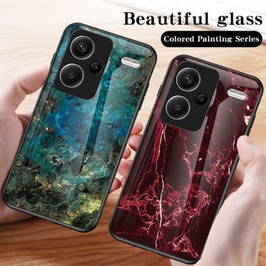 SKALO Xiaomi Redmi Note 13 Pro+ Marmori karkaistu lasi TPU-suojakuori - #1