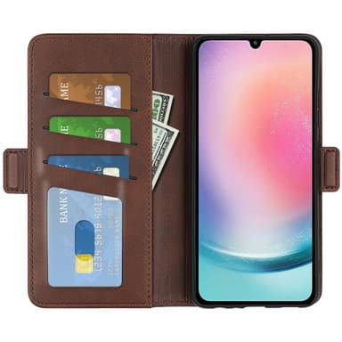 SKALO Samsung A25 5G Premium Wallet Lompakkokotelo - Ruskea