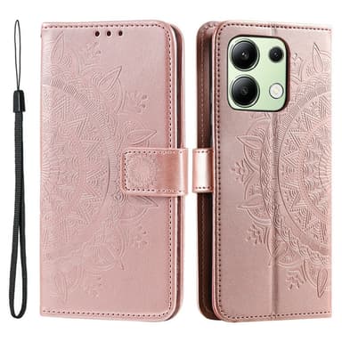 SKALO Xiaomi Redmi Note 13 4G Mandala lompakkokotelo - Ruusukulta