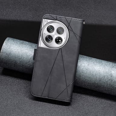 OnePlus 12 5G BINFEN COLOR Kohokuvioitu Lompakkokotelo - Musta