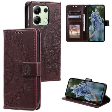SKALO Xiaomi Redmi Note 13 4G Mandala lompakkokotelo - Ruskea