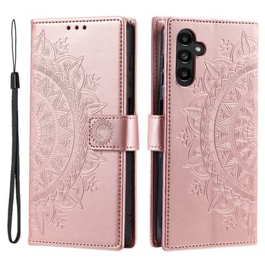 SKALO Samsung A25 5G Mandala lompakkokotelo - Ruusukulta