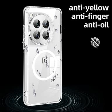 SKALO OnePlus 12 5G TPU Hybrid Magnetic Ring Suojakuori - Läpinäkyvä