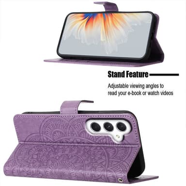 SKALO Samsung A15 5G Mandala lompakkokotelo - Violetti
