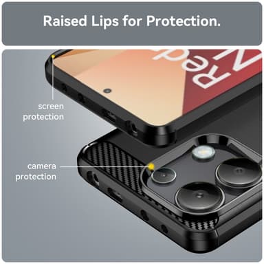 SKALO Xiaomi Redmi Note 13 4G Armor Carbon Iskunkestävä TPU suojakuori - Musta