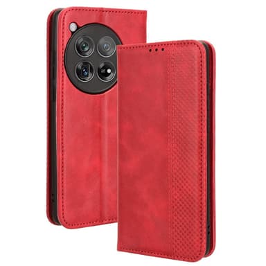 SKALO OnePlus 12R 5G Kohokuvioitu Premium lompakkokotelo - Punainen