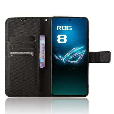 SKALO Asus ROG Phone 8 Pro 5G Premium Mini Rhombus Lompakkokotelo - Musta