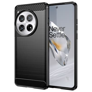 SKALO OnePlus 12 5G Armor Carbon Iskunkestävä TPU suojakuori - Musta