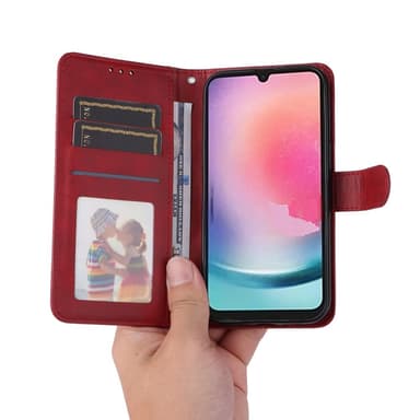 SKALO Samsung A25 5G PU-nahkainen Lompakkokotelo - Punainen