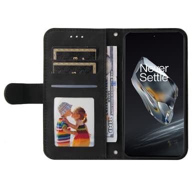 SKALO OnePlus 12R 5G Lompakkokotelo PU-nahkaa - Musta