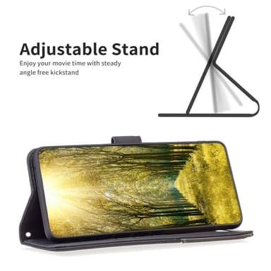 OnePlus 12 5G BINFEN COLOR Kohokuvioitu Lompakkokotelo - Musta