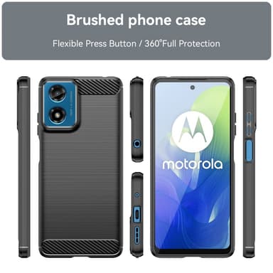 SKALO Motorola Moto G04 Armor Carbon Iskunkestävä TPU suojakuori - Musta