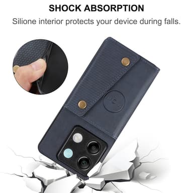 SKALO Xiaomi Redmi Note 13 Pro 5G PU-nahkainen Suojakuori Lompakolla - Musta