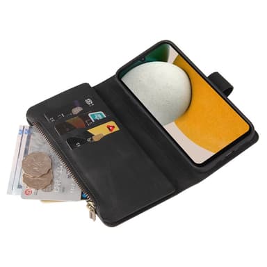 SKALO Samsung A15 4G Big Wallet 17-lokeroa Lompakkokotelo - Musta
