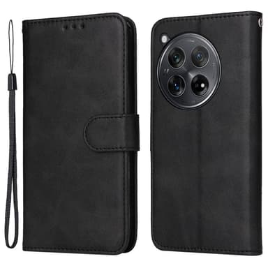 SKALO OnePlus 12R 5G PU-nahkainen Lompakkokotelo - Musta