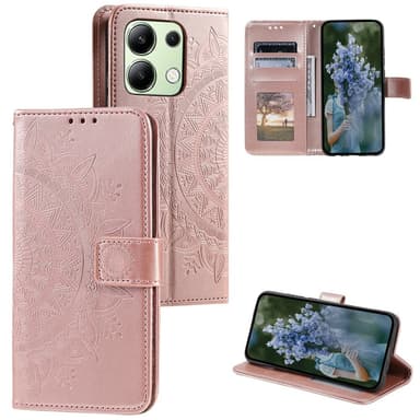 SKALO Xiaomi Redmi Note 13 4G Mandala lompakkokotelo - Ruusukulta