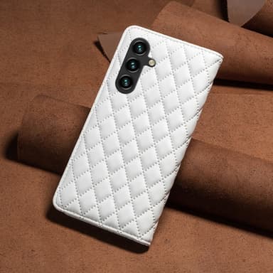 SKALO Samsung A15 4G BINFEN COLOR Iso Tikattu Lompakkokotelo - Valkoinen