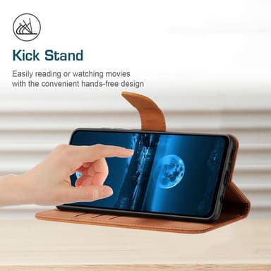 SKALO Samsung A15 4G Kohokuvioitu PU Nahka Lompakkokotelo - Ruskea