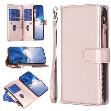 SKALO Xiaomi Redmi Note 13 4G Big Wallet 11-lokeroa Lompakkokotelo - Ruusukulta